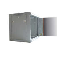 19"-Netzwerkschrank SWA von IT-BUDGET - 9 HE - BxT 570 x 450 mm - Sichttür - Seiten abnehmbar - Wand- + Standmontage - lichtgrau