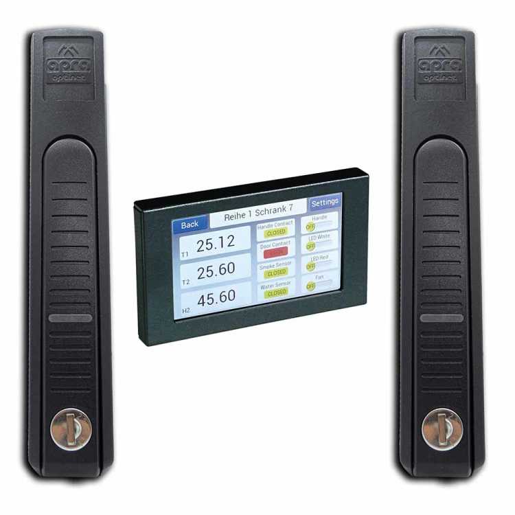 Stand-Alone-Lösung: 2 Griffe mit RFID-Kartenleser MIFARE + Display