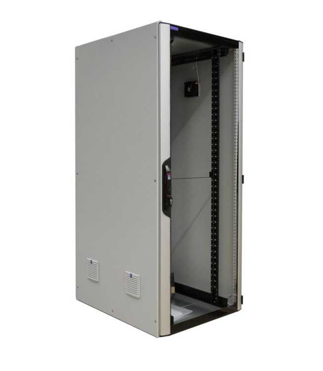 Staubschutz 19"-Serverschrank VX IT Rack RITTAL - inkl. 3 Aktiv-Lüftern - 42 HE - BxT 800x800 mm - Sicht-/Vollblechtür - lichtgrau