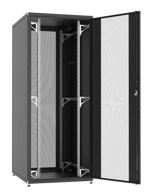 19"-Serverschrank SZB IT - 42 HE - 800 x 1000 mm - Sichttür - perforierte, geteilte Doppel-Rücktür - schwarz