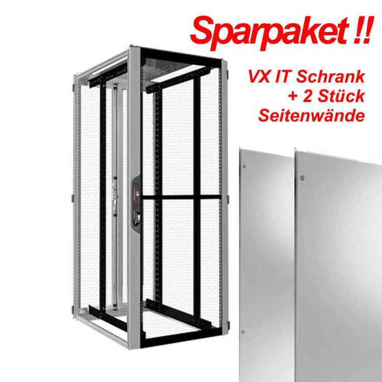 SPAR-PACK 19"-Serverschrank VX IT von RITTAL - 42 HE - 800x1000 mm - perforierte Türen - lichtgrau - MIT Seitenwänden