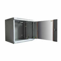 19"-Netzwerkschrank SWA - 4 HE - BxT 570 x 350 mm - Sichttür - Seiten abnehmbar - Wand- + Standmontage - Zubehör-Set - lichtgrau