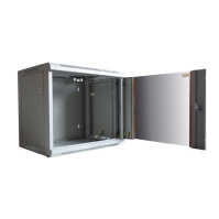 19"-Netzwerkschrank SWA von IT-BUDGET - 12 HE - BxT 570 x 600 mm - Sichttür - Seiten abnehmbar - Wand- + Standmontage - lichtgrau