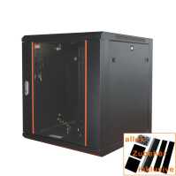 19"-Netzwerkschrank - 12 HE - BxT 570 x 600 mm - Glastür - Seiten abnehmbar - Wand- + Standmontage - schwarz