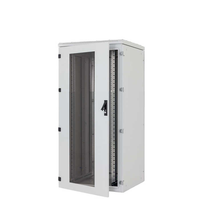 19"-Serverschrank/Netzwerkschrank RIE von TRITON - Schutzgrad IP54 - 37 HE - BxT 800 x 800 mm - Sichttür - Rückwand - lichtgrau