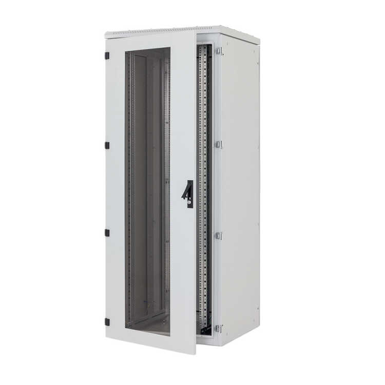 19"-Serverschrank/Netzwerkschrank RIE von TRITON - Schutzgrad IP54 - 42 HE - BxT 800 x 800 mm - Sichttür - Rückwand - lichtgrau