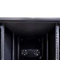Kleiner schallgedämmter 19"-Serverschrank RCA von TRITON - 12 HE - BxT 600x1000 mm - Glastür - 2 x Super Silence Lüfter - Rollen - schwarz