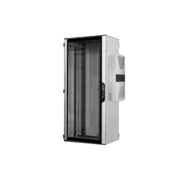 Serverrack VX IT von RITTAL mit Kühlgerät 0,7 bis 2,5 KW - 42 HE - IP55 - BxT 800x800 mm - lichtgrau - Sichttür - Vollblechtür