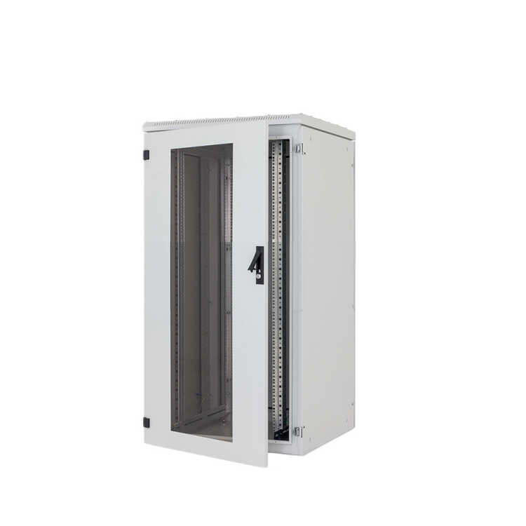 19"-Serverschrank/Netzwerkschrank RIE von TRITON mit Cosmotec Seitenanbau-Kühlgerät - Kühlleistung 300 bis 5600 W - Schutzgrad IP54 - 32 HE - BxT 800 x 800 mm - Sichttür - RückWand - lichtgrau