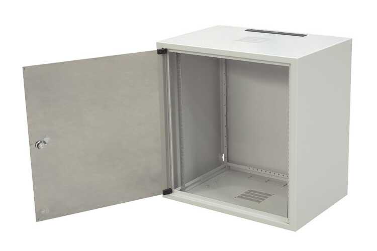 19"-Wandverteiler SJ2 - hochstabil - 6 HE - 400 mm tief - Glastür - abnehmbare Rückwand - lichtgrau