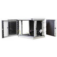 Schallgedämmter 19"-Wand-Netzwerkschrank SILENCE RACK - 9 HE - 600 mm Tiefe - Sichttür - 1 SILENT-Lüfter - lichtgrau
