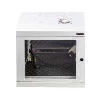 Schallgedämmter 19"-Wand-Netzwerkschrank SILENCE RACK - 12 HE - 600 mm Tiefe - Sichttür - 1 SILENT-Lüfter - lichtgrau