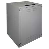 Schallgedämmter 19"-Schrank SILENCE RACK Office - 15 HE - 1 SILENT-Lüfter - BxT 600x600 mm - Glastür - lichtgrau