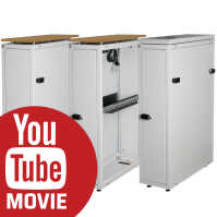 Schmaler Sicherheits-Serverschrank SR1200 L - Breite 300 mm x Tiefe 1000 mm - inkl. 2 Lüfter - für SoHo, Praxis, Kanzlei - reinweiß