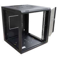 19"-Netzwerkschrank - 15 HE - BxT 570 x 600 mm - Sichttür - Seiten abnehmbar - Wand- + Standmontage - schwarz