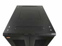 19"-Serverschrank SRK von IT-BUDGET - 42 HE - BxT 600x1000 mm - perforierte Doppeltüren vo + hi - Flatpack - schwarz