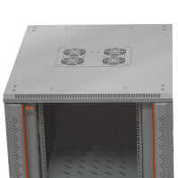 19"-Serverschrank SRK von IT-BUDGET - Komplettset - 42 HE - BxT 800x1000 mm - Sicht-/Vollblechtür - 4 Aktiv-Lüfter - Flatpack - lichtgrau