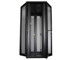 19"-Serverschrank SRK von IT-BUDGET - Komplettset - 42 HE - BxT 800x1000 mm - perforierte Doppeltüren vo + hi - 4 Aktiv-Lüfter - Flatpack - schwarz