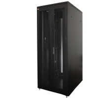 19"-Netzwerkschrank SRK von IT-BUDGET - 42 HE - BxT 800x800 mm - perforierte Doppeltüren vo + hi -Flatpack - schwarz