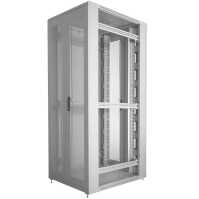 19"-Serverschrank SRK von IT-BUDGET - 42 HE - BxT 800x1000 mm - perforierte Doppeltüren vo + hi - Flatpack - lichtgrau