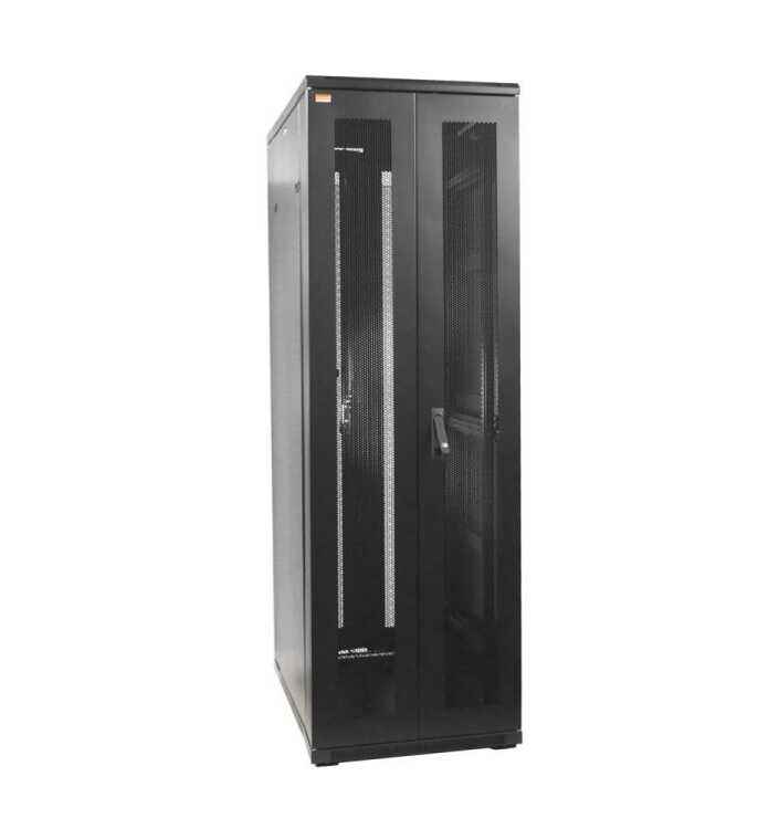 19"-Serverschrank SRK von IT-BUDGET - Komplettset - 42 HE - BxT 600x1000 mm - perforierte Doppeltüren vo + hi - 4 Aktiv-Lüfter - montiert - schwarz