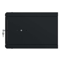 19"-Wandverteiler TAUNUS von IT-BUDGET - 4 HE - 350 mm Tiefe - Sichttür - Schloss - schwarz