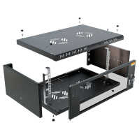 19"-Wandverteiler TAUNUS von IT-BUDGET - 4 HE - 350 mm Tiefe - Sichttür - Schloss - schwarz