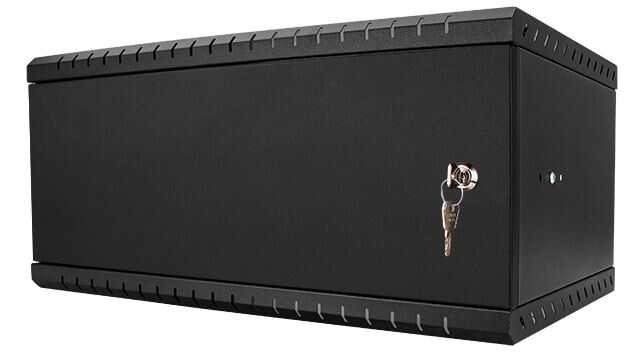 19"-Wandverteiler TAUNUS von IT-BUDGET - 4 HE - 450 mm Tiefe - Vollblechtür - Schloss - schwarz