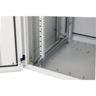 19"-Serverschrank/Netzwerkschrank RIE von TRITON mit Cosmotec/STULZ Dachaufbau-Kühlgerät - Kühlleistung 2700 W - 37 HE - BxT 800 x 800 mm - Sichttür - RückWand - lichtgrau