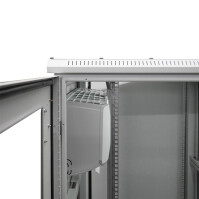 19"-Serverschrank RIE von TRITON mit REMKO Split-Kühlgerät - Kühlleistung 2600 W - Schutzgrad IP54 - 37 HE - BxT 800 x 1100 mm - Sichttür - Rücktür - lichtgrau