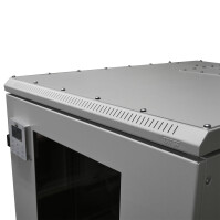 19"-Serverschrank RIE von TRITON mit REMKO Split-Kühlgerät - Kühlleistung 2600 W - Schutzgrad IP54 - 37 HE - BxT 800 x 1100 mm - Sichttür - Rücktür - lichtgrau