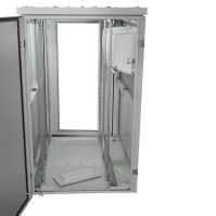 19"-Serverschrank RIE von TRITON mit REMKO Split-Kühlgerät - Kühlleistung 2600 W - Schutzgrad IP54 - 32 HE - BxT 800 x 1100 mm - Sichttür - Rücktür - lichtgrau