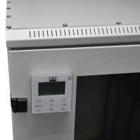 19"-Serverschrank RIE von TRITON mit REMKO Split-Kühlgerät - Kühlleistung 2600 W - Schutzgrad IP54 - 27 HE - BxT 800 x 1100 mm - Sichttür - Rücktür - lichtgrau