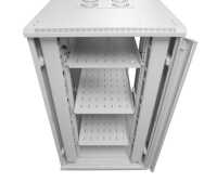 19"-Serverschrank SRK von IT-BUDGET - Komplettset - 27 HE - BxT 800x1000 mm - Sicht-/Vollblechtür - 4 Aktiv-Lüfter - Flatpack - lichtgrau