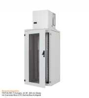 19"-Serverschrank RIE von TRITON mit MITSUBISHI Split-Kühlgerät nach Wahl - Schutzgrad IP54 - 27 HE - BxT 800 x 1200 mm - Sichttür - Rücktür - lichtgrau