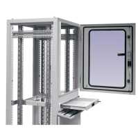 SZE2 IT-Industrie-Schrank - IP 54 - Geteilte Fronttür - Tastaturschublade - Breite 600 mm - Tiefe 600 mm - 33 HE