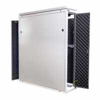 Schmaler Sicherheits-Serverschrank SR1200 - schallgedämmt - Tiefe 800 mm - inkl. 2 Lüfter - für SoHo, Praxis, Kanzlei - reinweiß