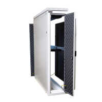 Schmaler Sicherheits-Serverschrank SR1200 - schallgedämmt - Tiefe 800 mm - inkl. 2 Lüfter - für SoHo, Praxis, Kanzlei - reinweiß