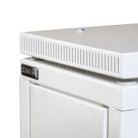 Schmaler Sicherheits-Serverschrank SR1200 - schallgedämmt - Tiefe 800 mm - inkl. 2 Lüfter - für SoHo, Praxis, Kanzlei - reinweiß