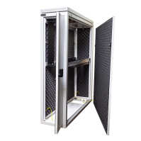Schmaler Sicherheits-Serverschrank SR1200 - schallgedämmt - Tiefe 800 mm - inkl. 2 Lüfter - für SoHo, Praxis, Kanzlei - reinweiß