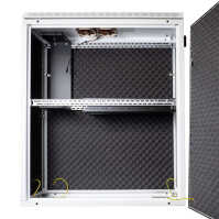 Schmaler Sicherheits-Serverschrank SR1200 - schallgedämmt - Tiefe 800 mm - inkl. 2 Lüfter - für SoHo, Praxis, Kanzlei - reinweiß