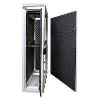 Schmaler Sicherheits-Serverschrank SR1200 - schallgedämmt - Tiefe 800 mm - inkl. 2 Lüfter - für SoHo, Praxis, Kanzlei - reinweiß