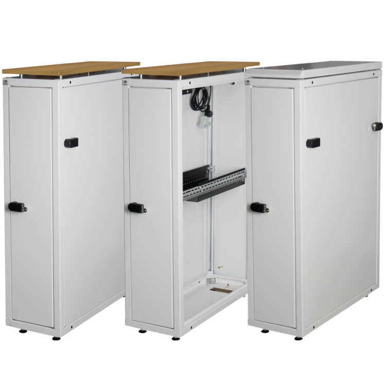 Schmaler Sicherheits-Serverschrank SR1200 Basic - Breite 300 mm x Tiefe 800 mm - sehr platzsparend - reinweiß