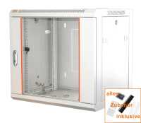 19"-Netzwerkschrank SWA von IT-BUDGET - 12 HE - BxT 570 x 450 mm - Sichttür - Seiten abnehmbar - Wand- + Standmontage - reinweiß