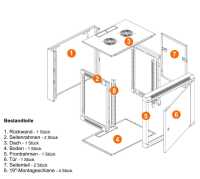 19"-Netzwerkschrank SWA von IT-BUDGET - 15 HE - BxT 570x600 mm - Sichttür - Seiten abnehmbar - Wand- + Standmontage - reinweiß