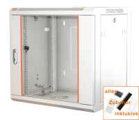 19"-Netzwerkschrank SWA von IT-BUDGET - 15 HE - BxT 570x600 mm - Sichttür - Seiten abnehmbar - Wand- + Standmontage - reinweiß