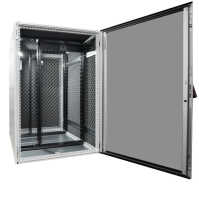 Schallgedämmter 19"-Serverschrank VX IT von RITTAL mit MITSUBISHI Klimagerät - 24 HE - BxT 800x1200mm - Luftdurchsatz 678 m³/h - Kühlleistung 3500 W - Sichttür - Vollblechrücktür - lichtgrau
