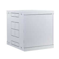 19"-Netzwerkschrank AAR - 12 HE - Tiefe 600 mm - Vollblechtür - mit Ventilator, Thermostat, Fachboden - lichtgrau