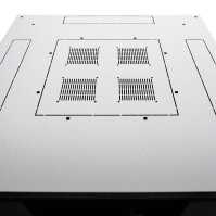 19"-Netzwerkschrank SZB IT - 42 HE - 800 x 800 mm - Vollblechfronttür - geteilte Doppel-Vollblechrücktür - Sokel - lichtgrau