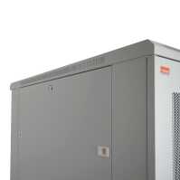 19"-Netzwerkschrank SRK von IT-BUDGET - 38 HE - BxT 800x800 mm -  perforierte Doppeltüren vo + hi - montiert - lichtgrau